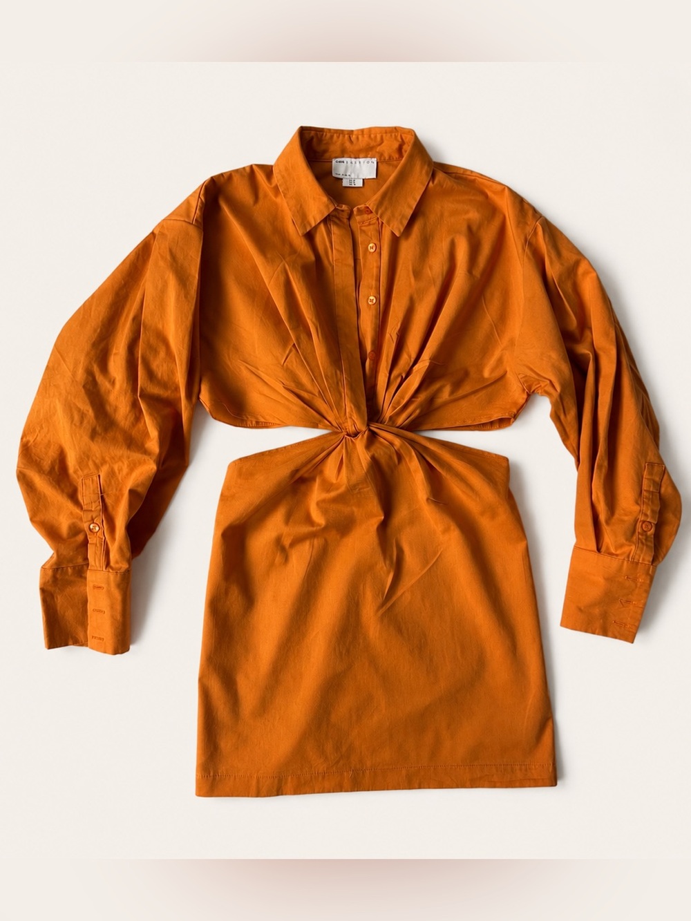 Twist front 100% cotton orange homecoming mini dress